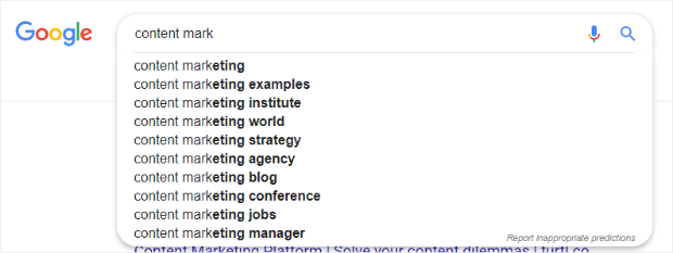google search showing lsi keywords